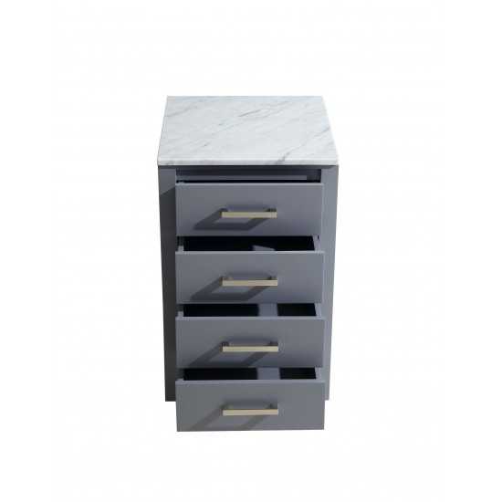 Jacques 20" Dark Grey Side Cabinet, White Carrara Marble Top