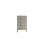Jacques 20" Distressed Grey Side Cabinet, White Carrara Marble Top