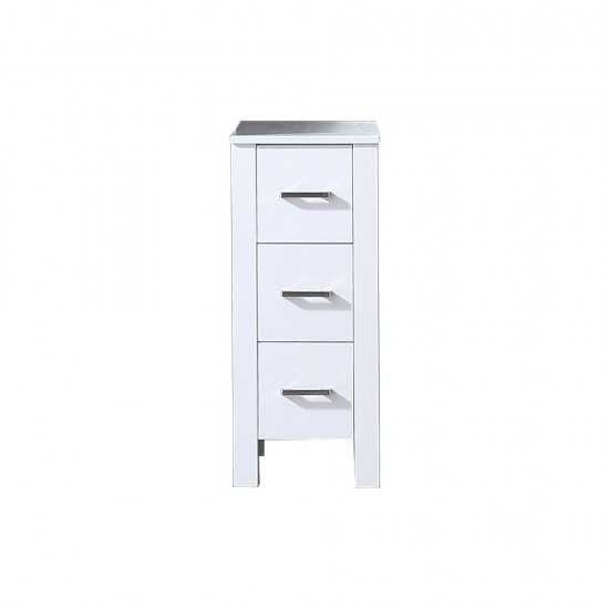 Volez 12" White Side Cabinet, Phoenix Stone Top