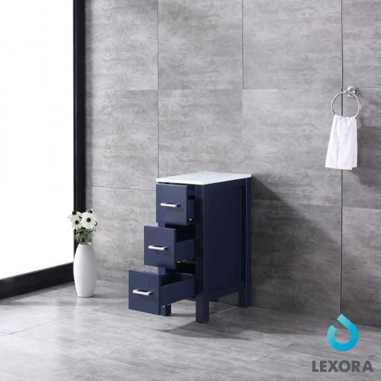 Volez 12" Navy Blue Side Cabinet, Phoenix Stone Top