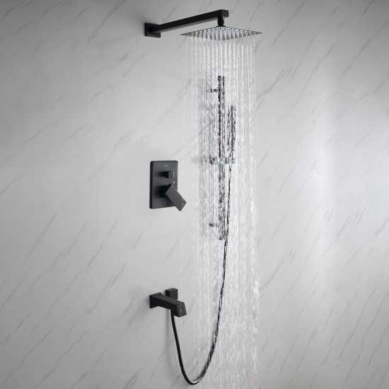 Cero Set, 8" Square Rain Shower and Handheld, Matte Black