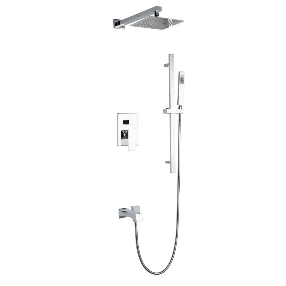 Cero Set, 8" Square Rain Shower and Handheld, Chrome