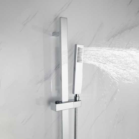 Cero Set, 8" Square Rain Shower and Handheld, Chrome