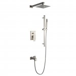 Cero Set, 8" Square Rain Shower and Handheld, Brushed Nickel