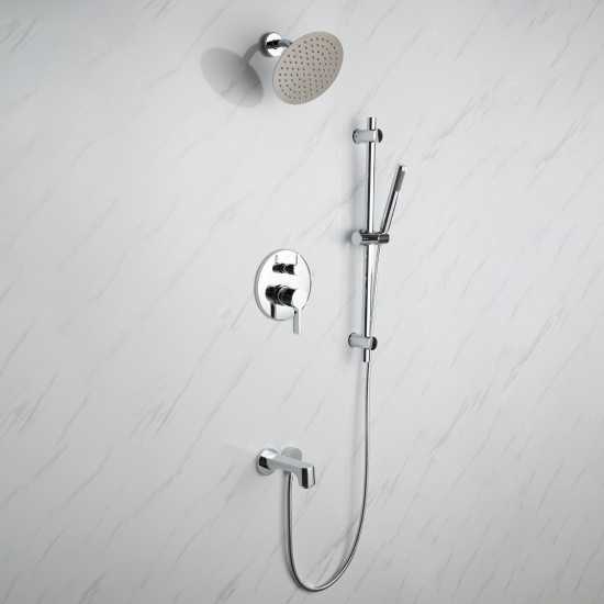 Luviah Set, 8" Round Rain Shower and Handheld, Chrome