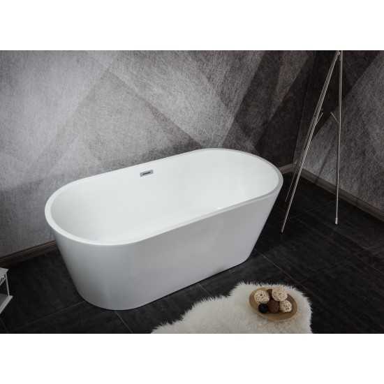 Melina 59" Free Standing Acrylic Bathtub w/ Chrome Drain