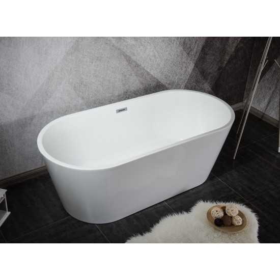 Melina 63" Free Standing Acrylic Bathtub w/ Chrome Drain