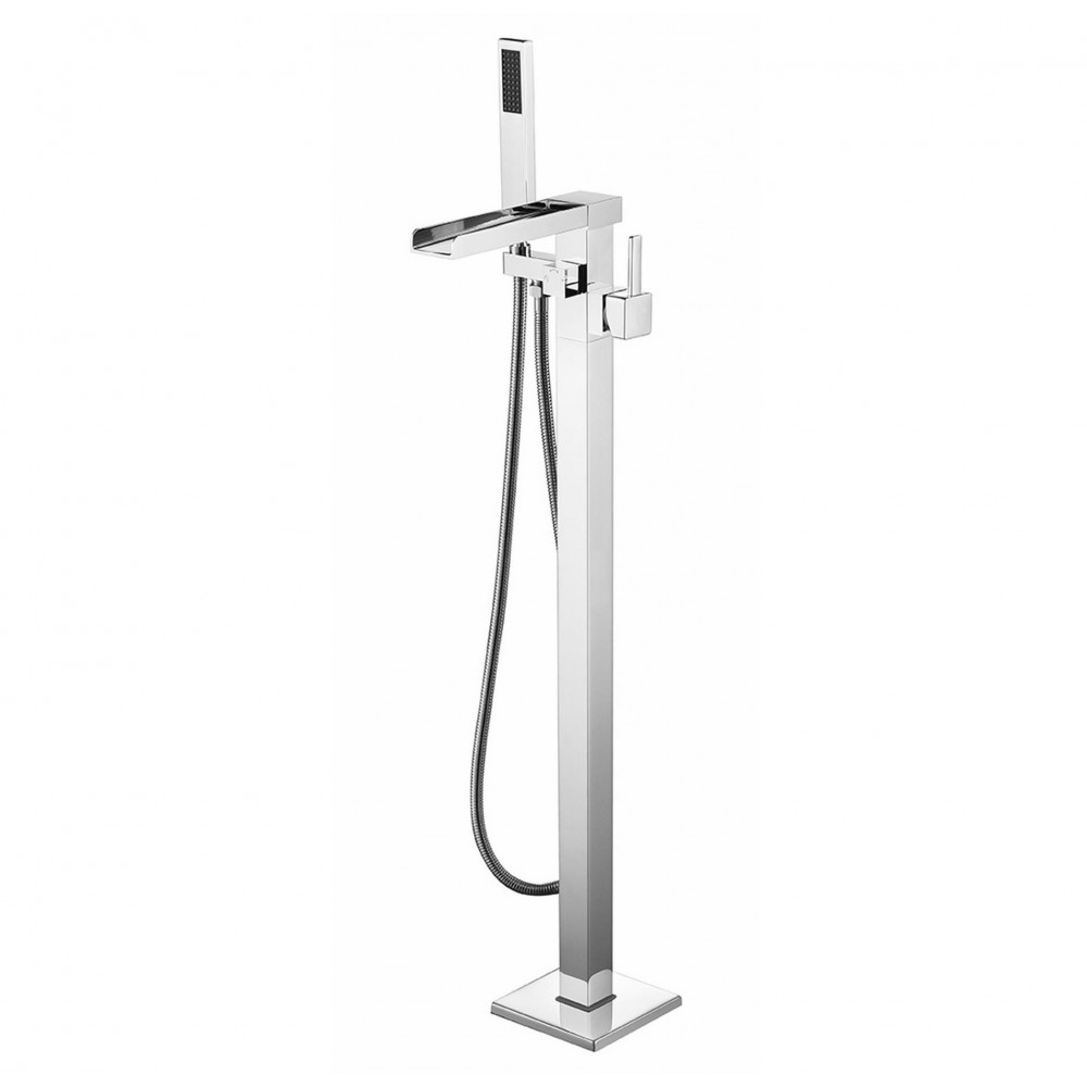 Cascata Free Standing Bathtub Filler/Faucet w/ Handheld Showerwand - Chrome