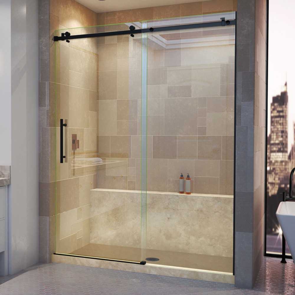 DreamLine Enigma Air 56-60x76 Frameless Sliding Shower Door in Satin Black