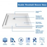 DreamLine Cornerview 42x42x74 3/4 Framed Sliding Shower Enclosure in Brushed Nickel with White Acrylic Base