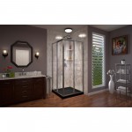 DreamLine Cornerview 42x42x74 3/4 Framed Sliding Shower Enclosure in Brushed Nickel with Black Acrylic Base