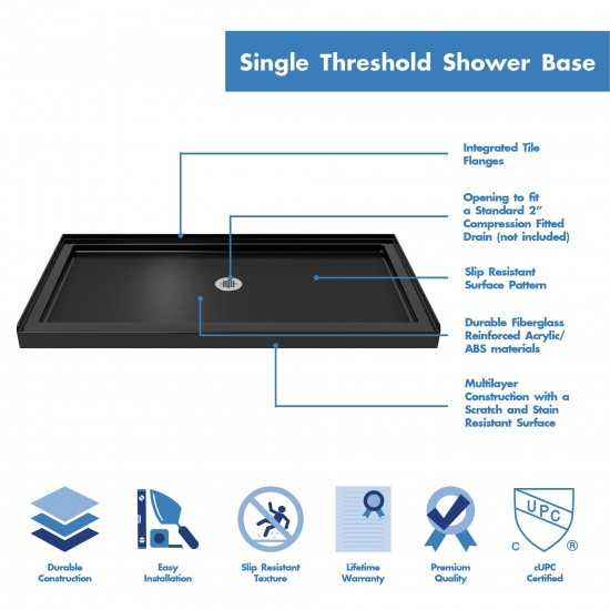 DreamLine Infinity-Z 32x60x74 3/4 Clear Sliding Shower Door in Oil Rubbed Bronze, Center Drain Black Base