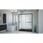 DreamLine Infinity-Z 30x60x74 3/4 Clear Sliding Shower Door in Satin Black, Center Drain Black Base