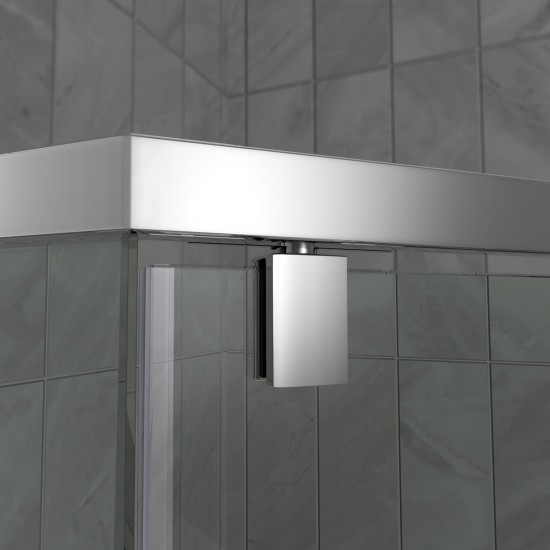 DreamLine Prism 36 in.x74 3/4 in. Frameless Neo-Angle Pivot Shower Enclosure in Satin Black with White Base Kit