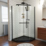 DreamLine Prism 36 in.x74 3/4 in. Frameless Neo-Angle Pivot Shower Enclosure in Satin Black with Black Base Kit