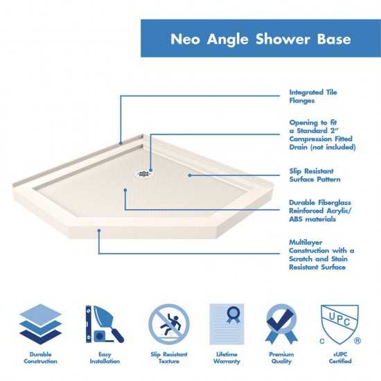 DreamLine Prism 40 in.x74 3/4 in. Frameless Neo-Angle Pivot Shower Enclosure in Oil Rubbed Bronze with Biscuit Base