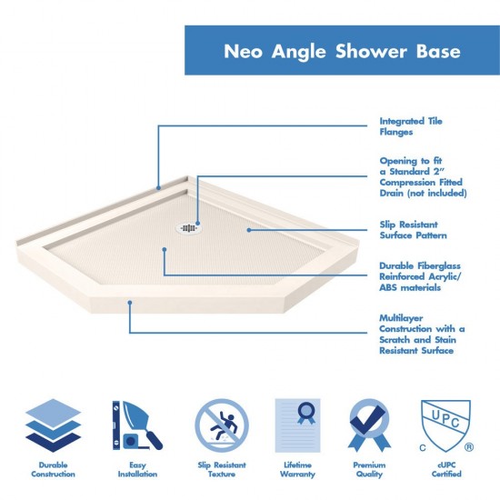 DreamLine Prism 42 in.x74 3/4 in. Frameless Neo-Angle Pivot Shower Enclosure in Oil Rubbed Bronze with Biscuit Base