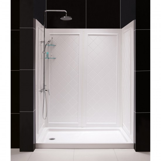 DreamLine Infinity-Z 36x60x76 3/4 Clear Sliding Shower Door in Oil Rubbed Bronze, Left Drain and Backwalls