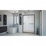 DreamLine Infinity-Z 36x48x74 3/4 Clear Sliding Shower Door in Satin Black and Center Drain Biscuit Base