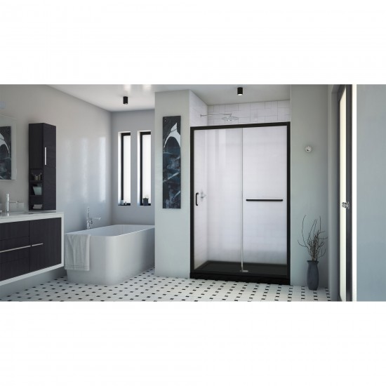 DreamLine Infinity-Z 36x48x74 3/4 Clear Sliding Shower Door in Satin Black and Center Drain Black Base