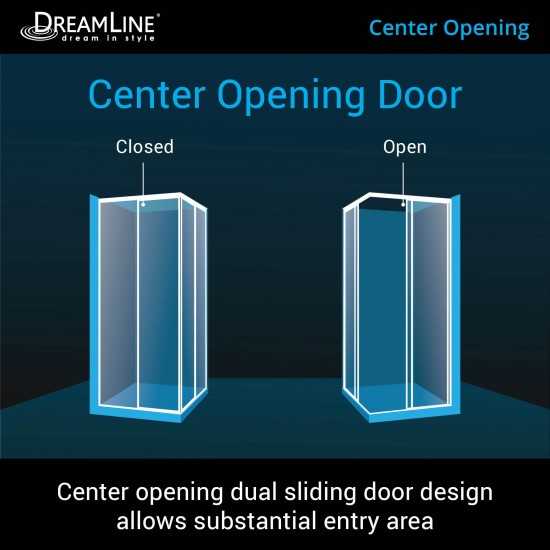 DreamLine Cornerview 36x36x74 3/4 Framed Sliding Shower Enclosure in Brushed Nickel with Black Acrylic Base