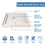 DreamLine Cornerview 36x36x74 3/4 Framed Sliding Shower Enclosure in Brushed Nickel with Biscuit Shower Base