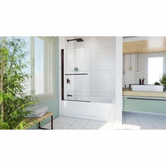 DreamLine Aqua-Q Swing 34x58 Frameless Tub Door in Oil Rubbed Bronze