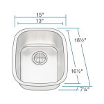 1815-16 Stainless Steel Bar Sink