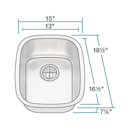 1815-16 Stainless Steel Bar Sink