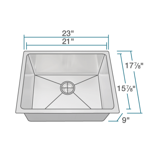 1823 Stainless Steel Single Bowl 3/4" Radius Kitchen Sink