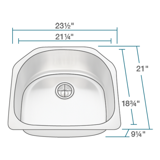 2421-16 D-Bowl Stainless Steel Kitchen Sink