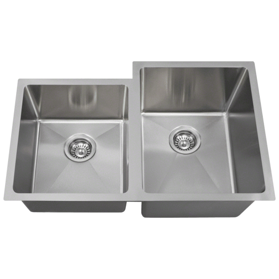 3120R Offset Double Bowl 3/4" Radius Stainless Steel Sink