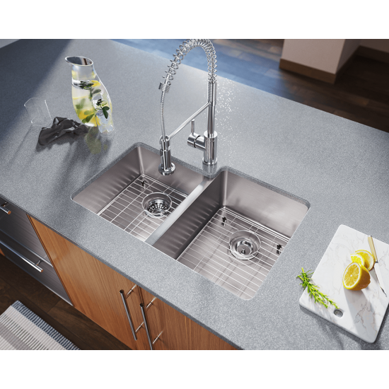 3120R-16 Offset Double Bowl 3/4" Radius Stainless Steel Sink