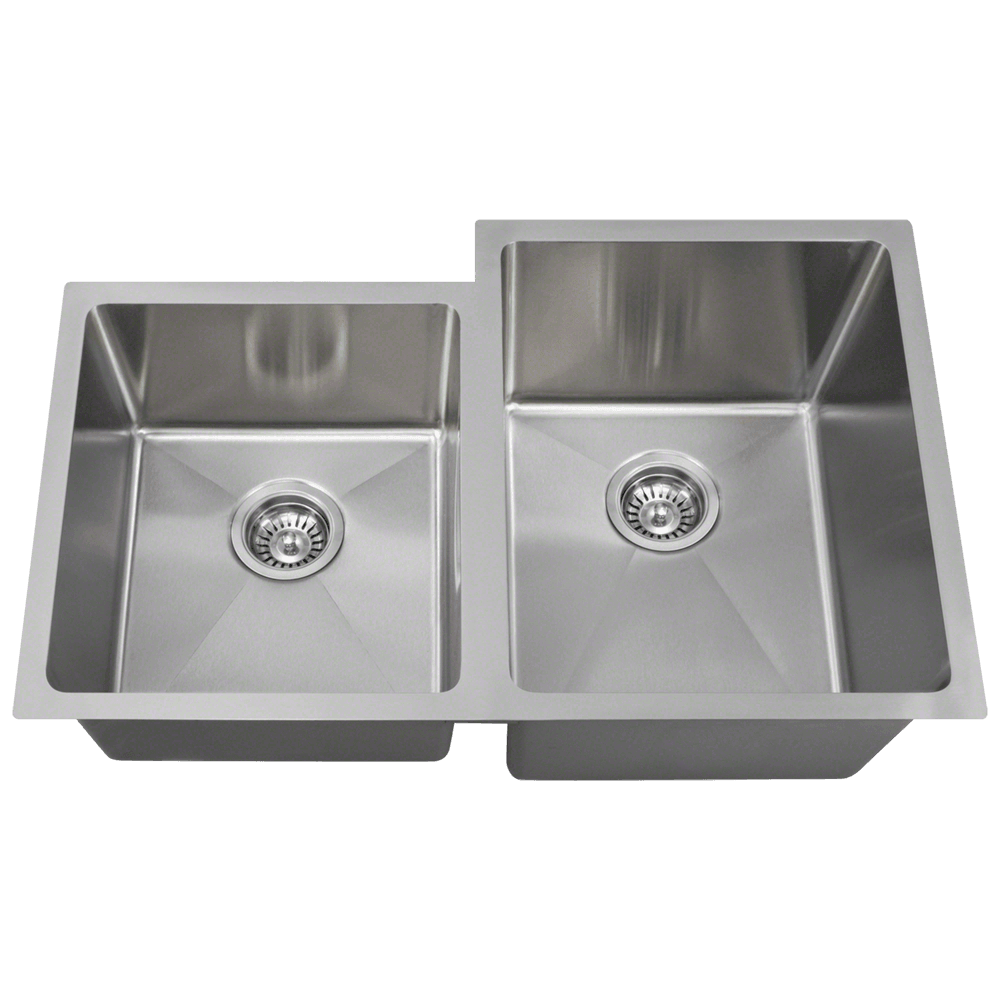 3120R-14 Offset Double Bowl 3/4" Radius Stainless Steel Sink
