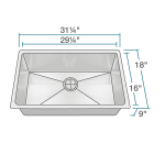 3120S-16 Undermount 3/4" Radius Sink