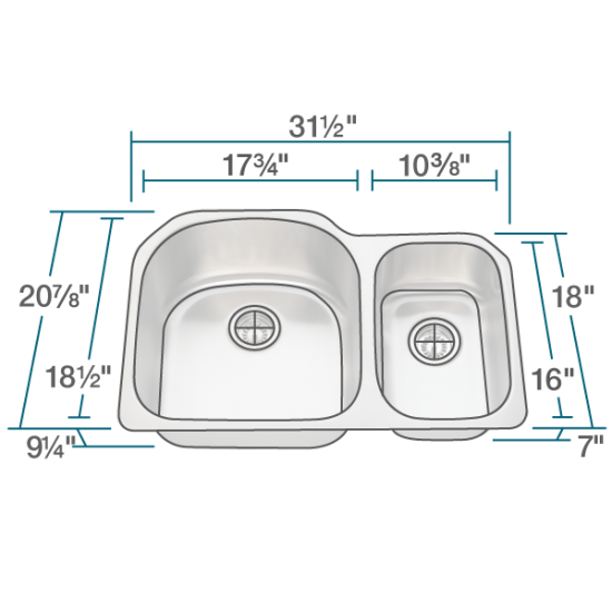 3121L-16 Stainless Steel Kitchen Sink