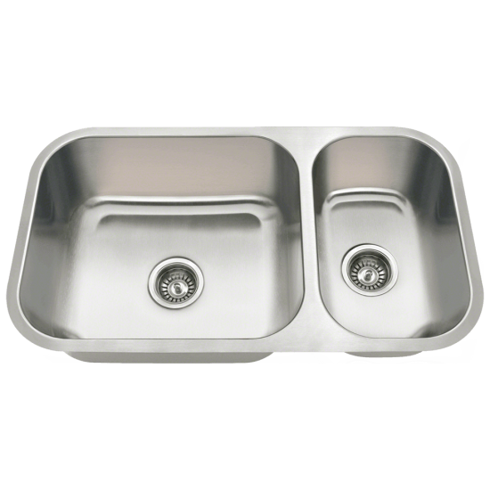 3218BL Offset Double Bowl Undermount Stainless Steel Sink