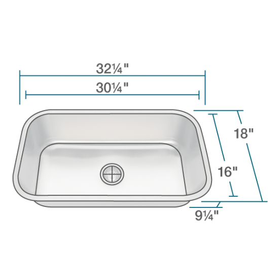 3218C Single Bowl Undermount Stainless Steel Sink