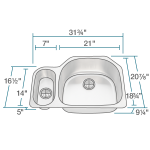 3221R Offset Stainless Steel Kitchen Sink