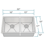 3322OL Double Rectangular Stainless Steel Sink