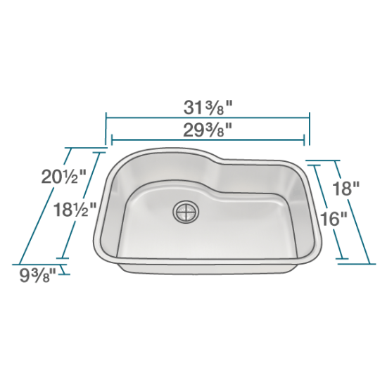 346-16 Single Bowl Stainless Steel Sink