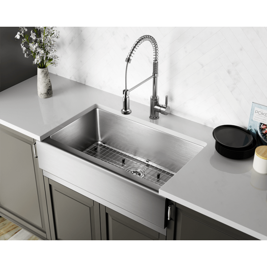 405-16 Single Bowl Stainless Steel Apron Sink