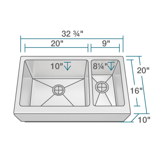 407L Offset Apron Sink