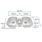 4521-16 Triple Bowl Stainless Steel