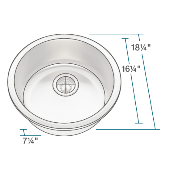 465-16 Circular Stainless Steel Bar Sink