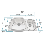 509L Offset Stainless Steel Kitchen Sink, Left