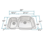 509R Offset Stainless Steel Kitchen Sink, Right