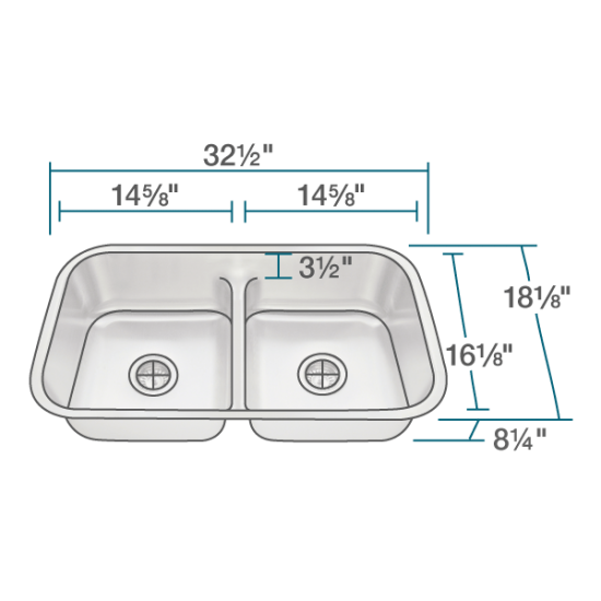 512-16 Half Divide Stainless Steel Kitchen Sink