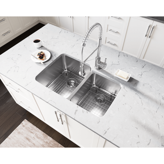 513L Offset Double Bowl Stainless Steel Sink, Left