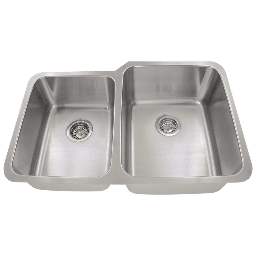 513R Offset Double Bowl Stainless Steel Kitchen Sink, Right